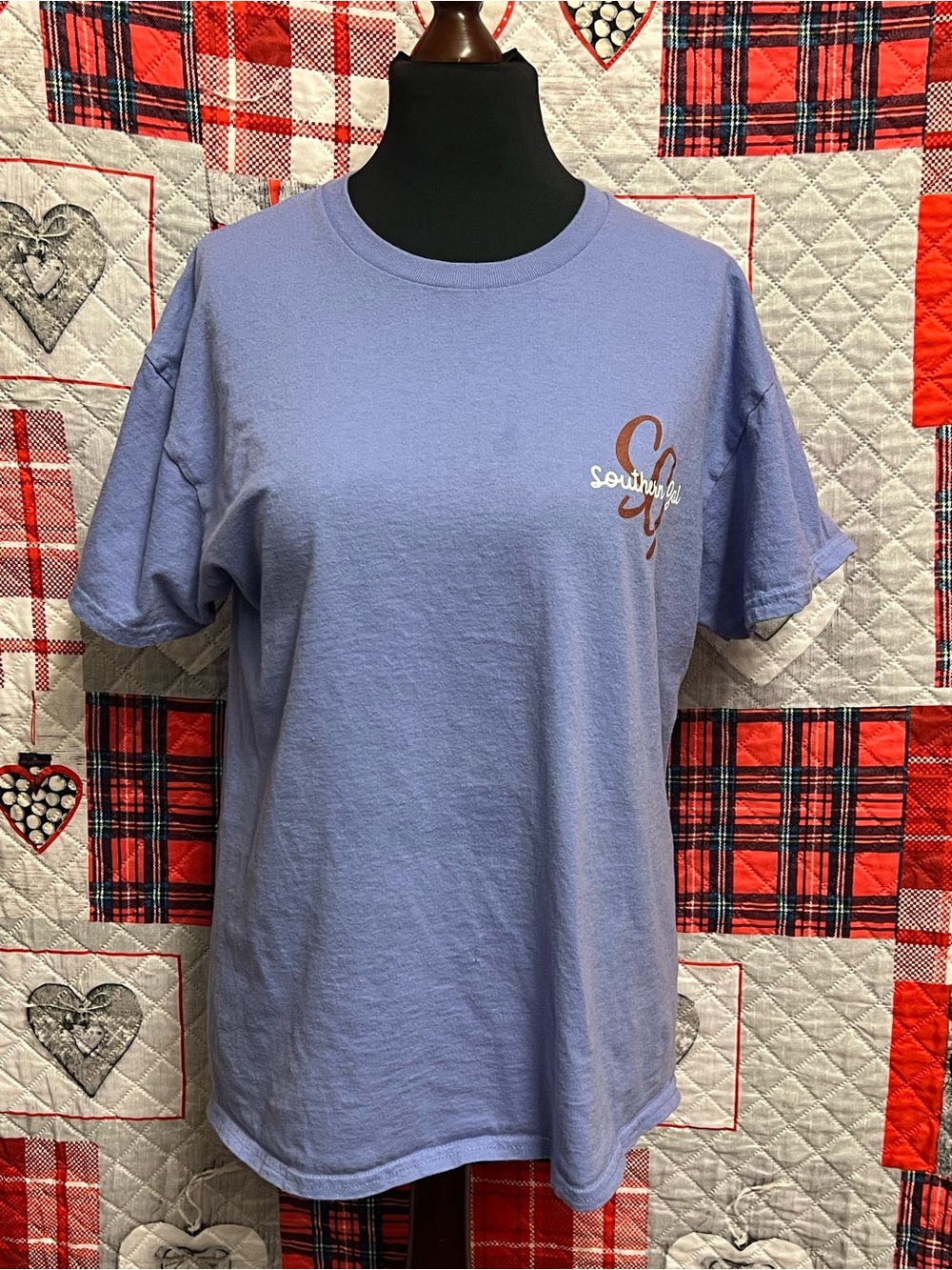 Southern Girl Lavender Crewneck Tee with Cow Graphic - L